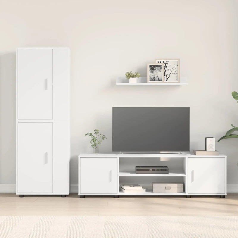 TV Cabinet Set White Engineered wood
