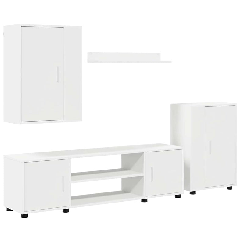vidaXL 4 Piece TV Cabinet Set Wall-mounted White Engineered wood