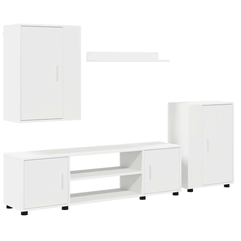 TV Cabinet Set White Engineered wood