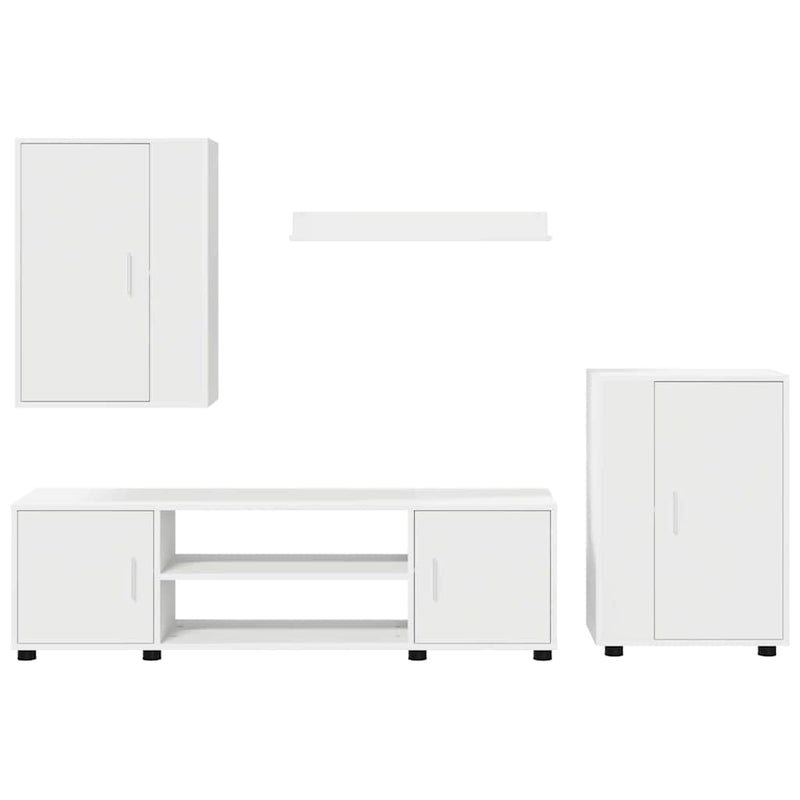 vidaXL 4 Piece TV Cabinet Set Wall-mounted White Engineered wood