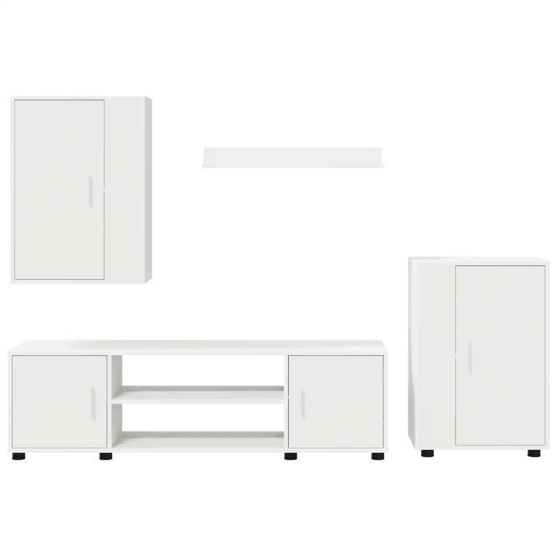 TV Cabinet Set White Engineered wood