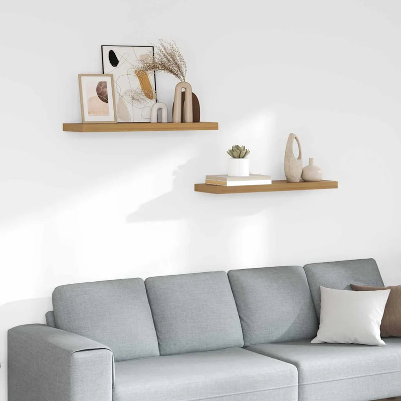 Wall Shelf 2 pcs Brown 80 x 23,5 x 3,8 cm Engineered Wood