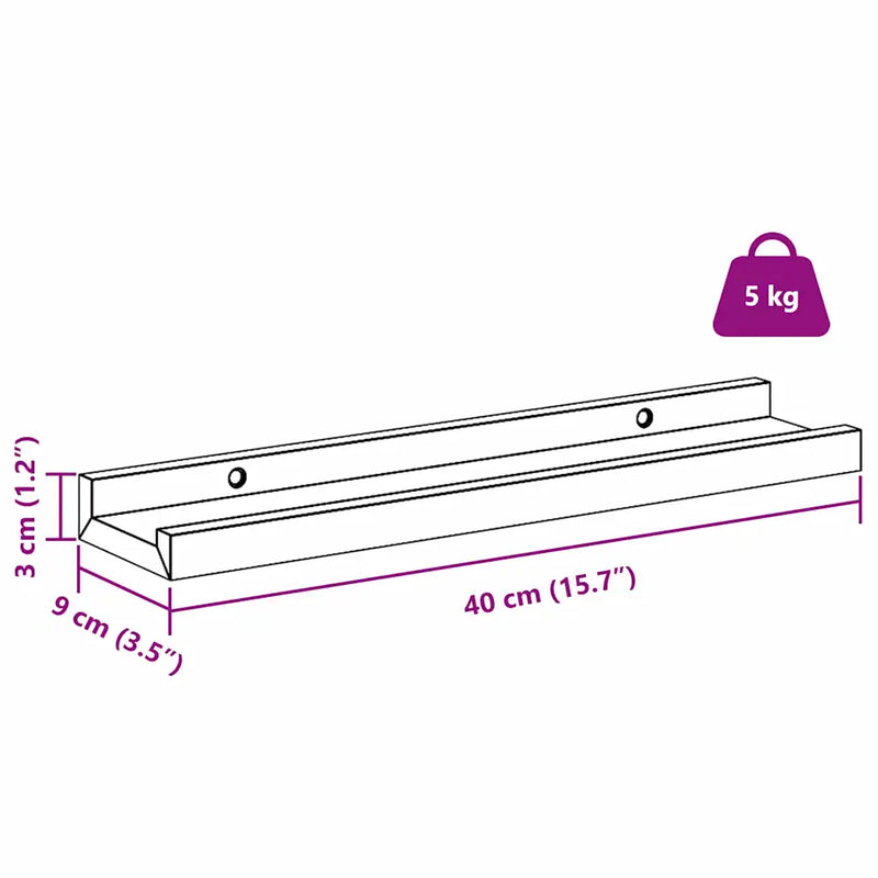 Wall Shelf 2 pcs Brown 40 x 9 x 3 cm Engineered Wood
