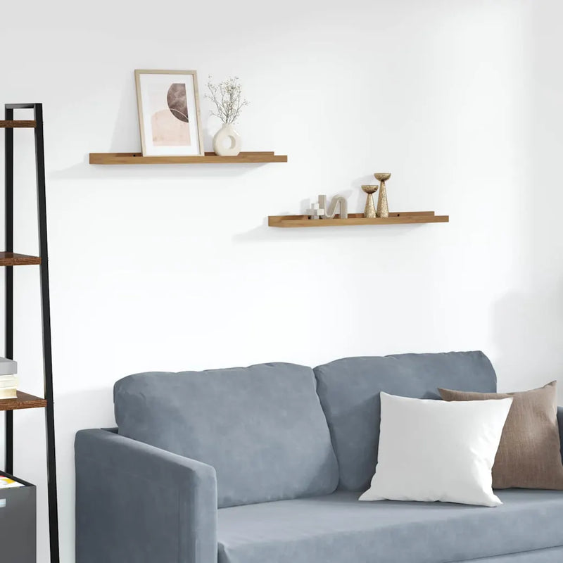 Wall Shelf 2 pcs Brown 60 x 9 x 3 cm Engineered Wood