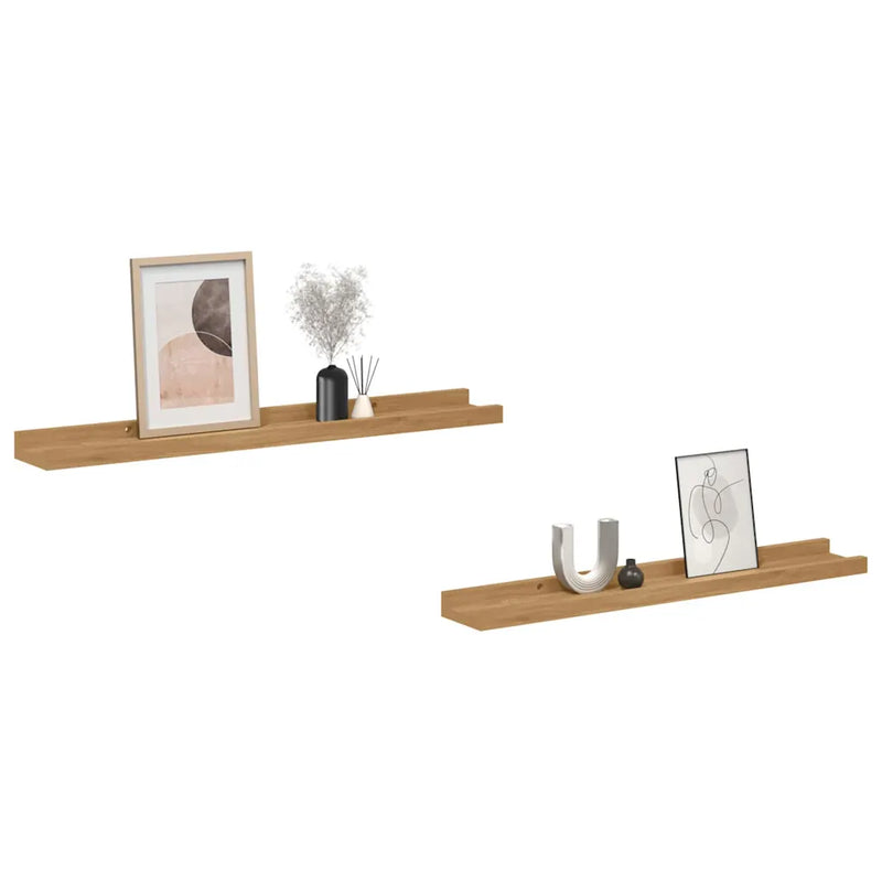 Wall Shelf 2 pcs Brown 60 x 9 x 3 cm Engineered Wood