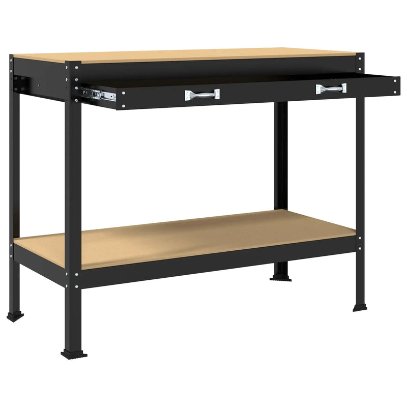 Workbench Black 114 x 54 x 91 cm Engineered Wood and Metal