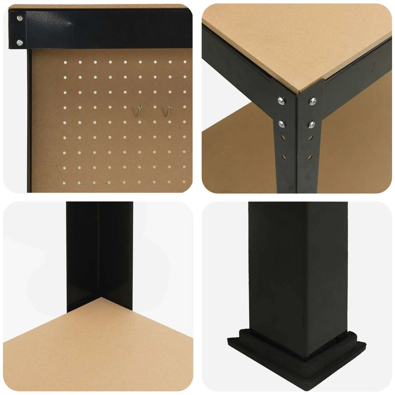 Workbench Black 114 x 54 x 145 cm Engineered Wood and Metal