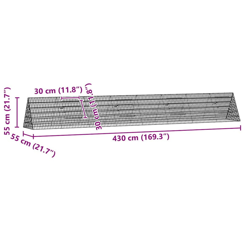 vidaXL Rabbit Cage Silver 650 x 55 x 55 cm Galvanised Steel