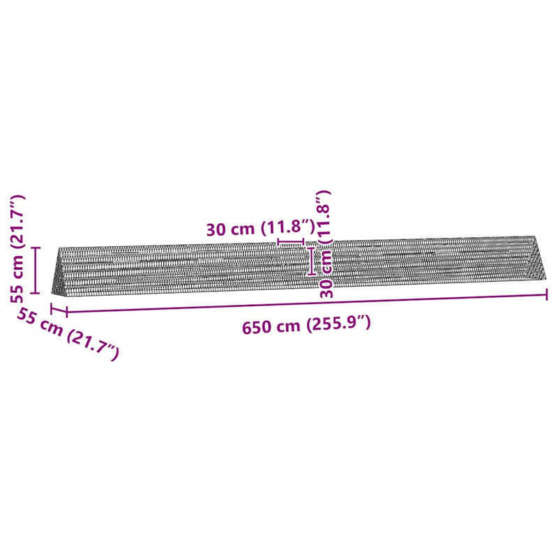 vidaXL Rabbit Cage Silver 650 x 55 x 55 cm Galvanised Steel