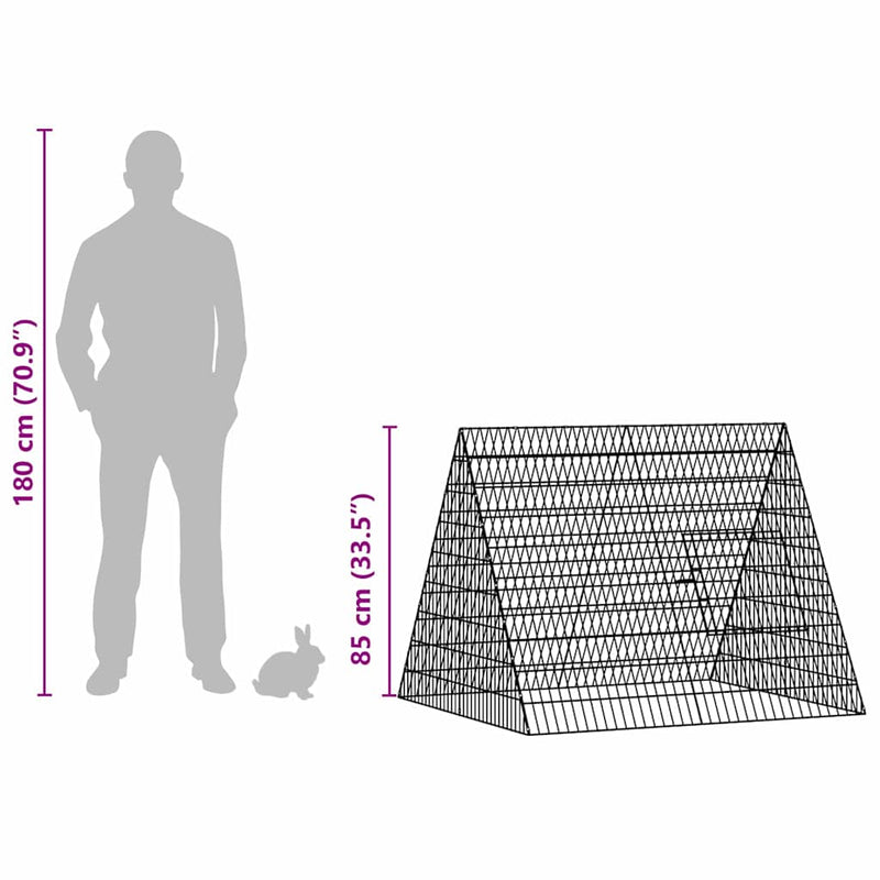 vidaXL Rabbit Cage Silver 215 x 100 x 85 cm Galvanised Steel
