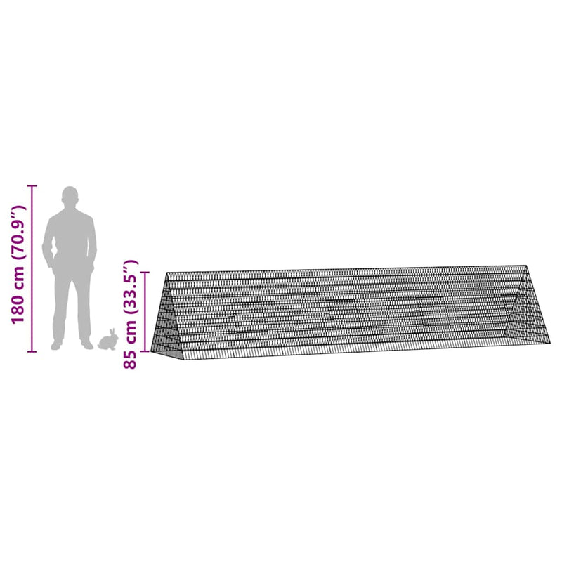 vidaXL Rabbit Cage Silver 215 x 100 x 85 cm Galvanised Steel