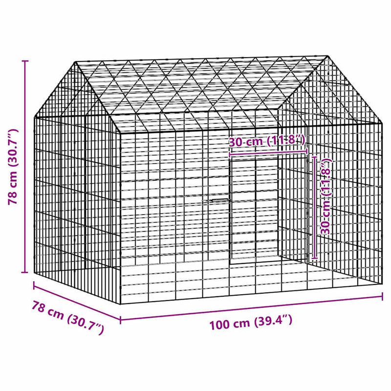 vidaXL Rabbit Cage Silver 400 x 78 x 78 cm Galvanised Steel