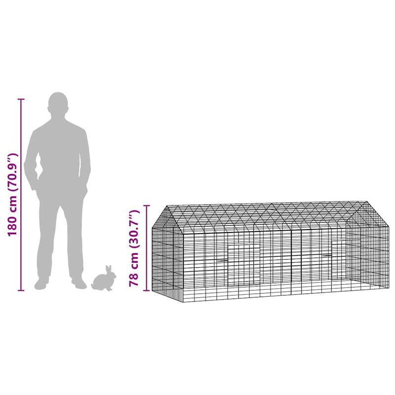 vidaXL Rabbit Cage Silver 400 x 78 x 78 cm Galvanised Steel
