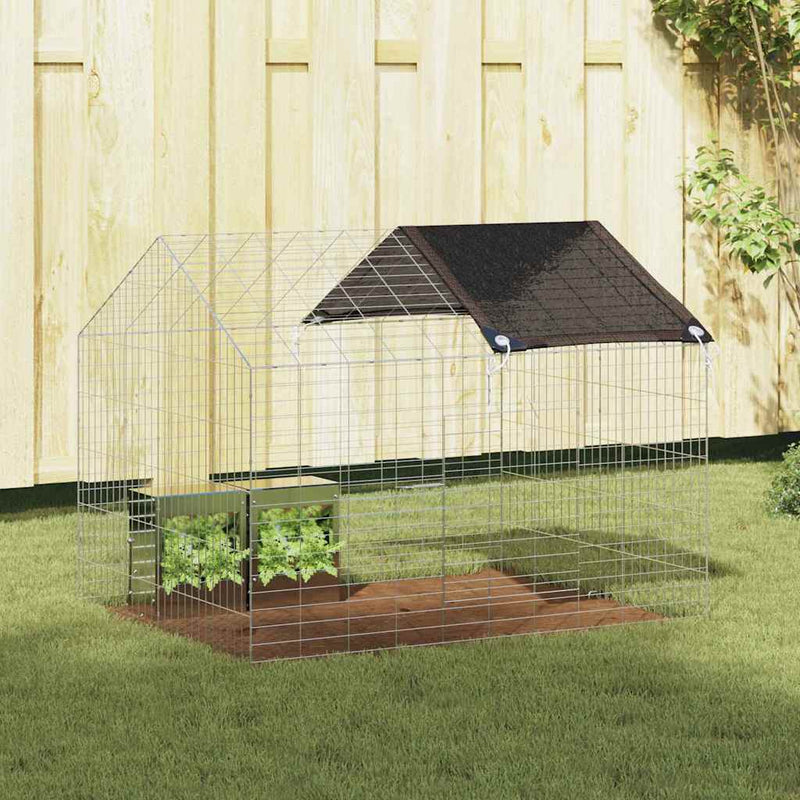 vidaXL Rabbit Cage Silver 400 x 78 x 78 cm Galvanised Steel