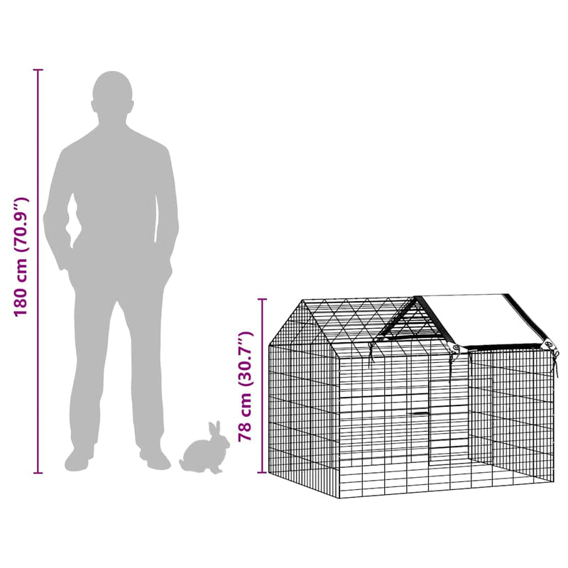 vidaXL Rabbit Cage Silver 400 x 78 x 78 cm Galvanised Steel
