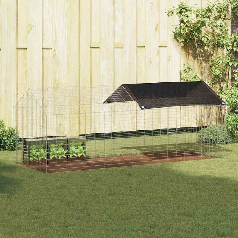 vidaXL Rabbit Cage Silver 400 x 78 x 78 cm Galvanised Steel