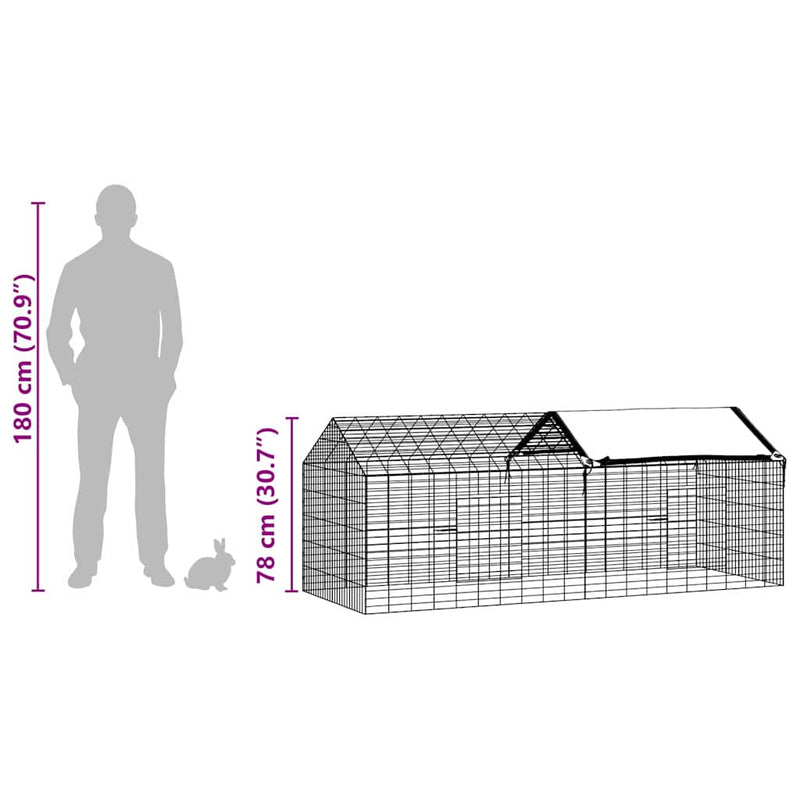 vidaXL Rabbit Cage Silver 400 x 78 x 78 cm Galvanised Steel