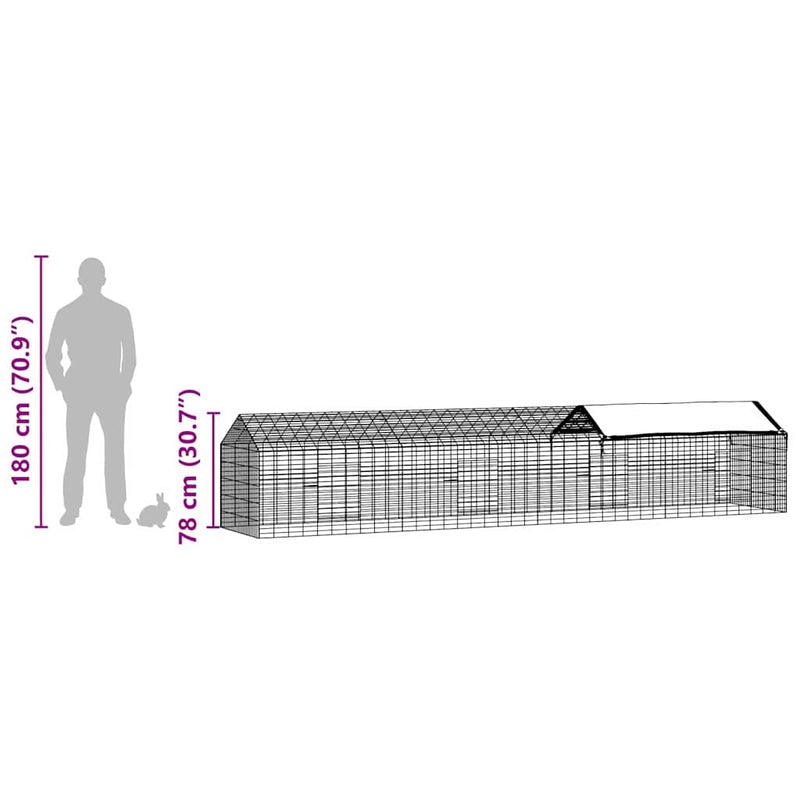 vidaXL Rabbit Cage Silver 400 x 78 x 78 cm Galvanised Steel