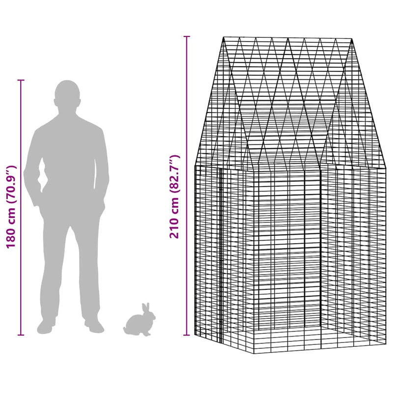 Rabbit Cage Silver 400 x 100 x 210 cm Galvanised Steel