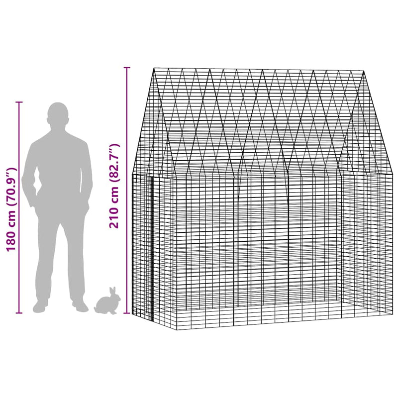 Rabbit Cage Silver 400 x 100 x 210 cm Galvanised Steel