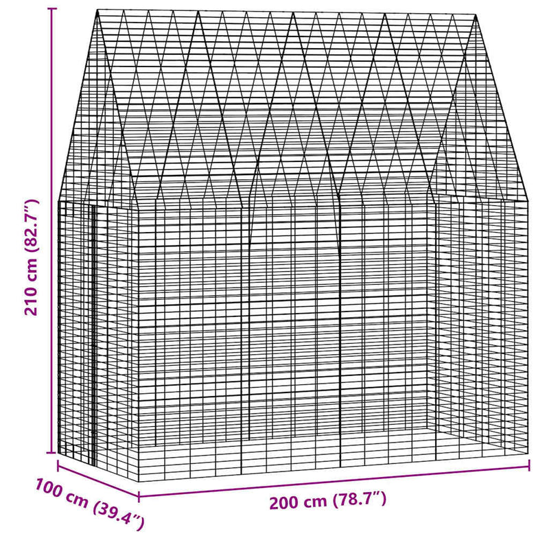 Rabbit Cage Silver 400 x 100 x 210 cm Galvanised Steel