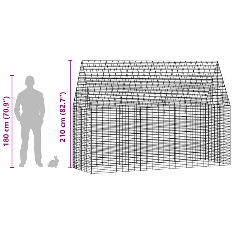 Rabbit Cage Silver 300 x 100 x 210 cm Galvanised Steel