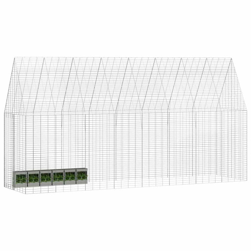 Rabbit Cage Silver 400 x 100 x 210 cm Galvanised Steel