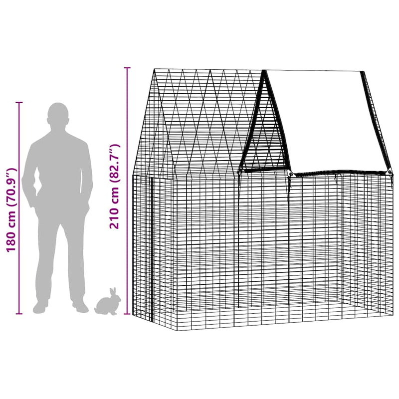 Rabbit Cage Silver 200 x 100 x 210 cm Galvanised Steel