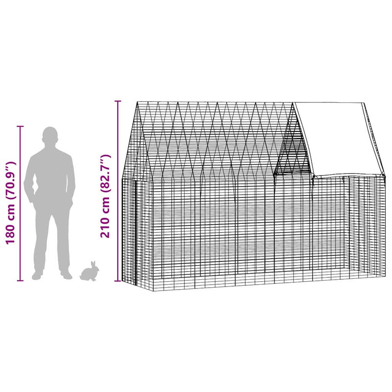 Rabbit Cage Silver 300 x 100 x 210 cm Galvanised Steel