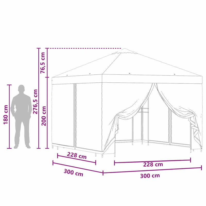 Garden Gazebo with Sidewalls 3 x 3 m Cream Polyester and Steel