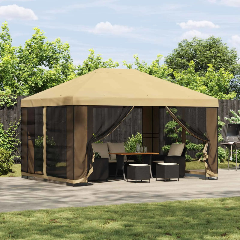 Gazebo 4 x 3 m Cream Polyester and Steel 190 gsm