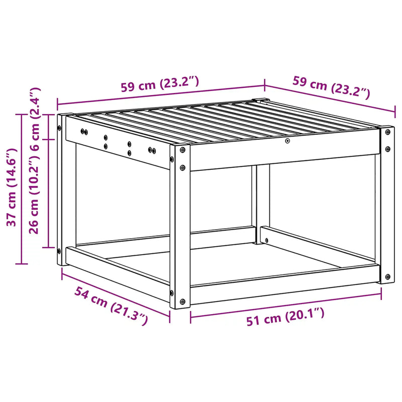 Outdoor Table Solid Acacia Wood Natural 59 x 59 x 37 cm
