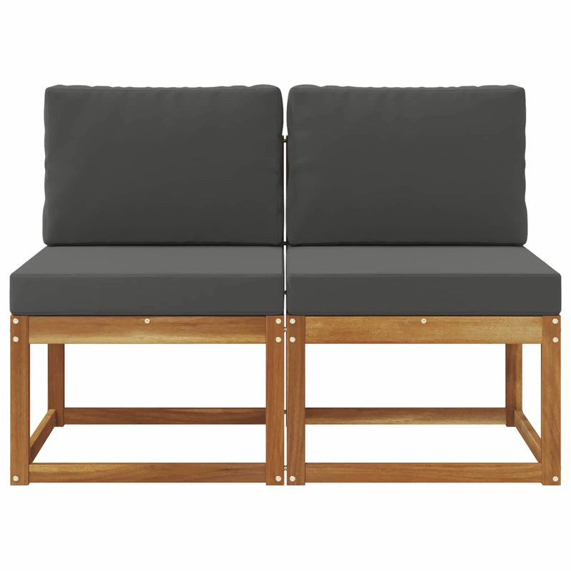 2 Piece Outdoor Middle Sofa Solid Acacia Wood