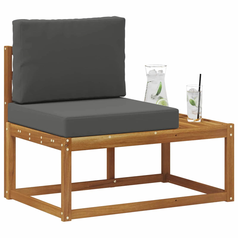 Outdoor End Sofa Natural and Anthracite 91 x 63 x 73 cm
