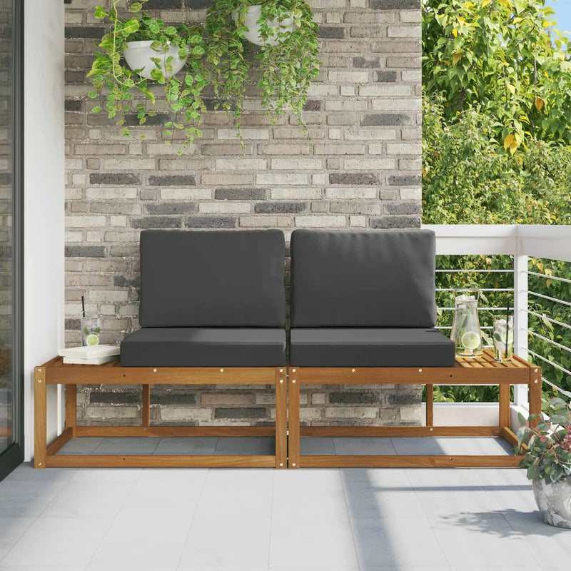 Outdoor End Sofa with Cushion 2 Piece Natural and Anthracite