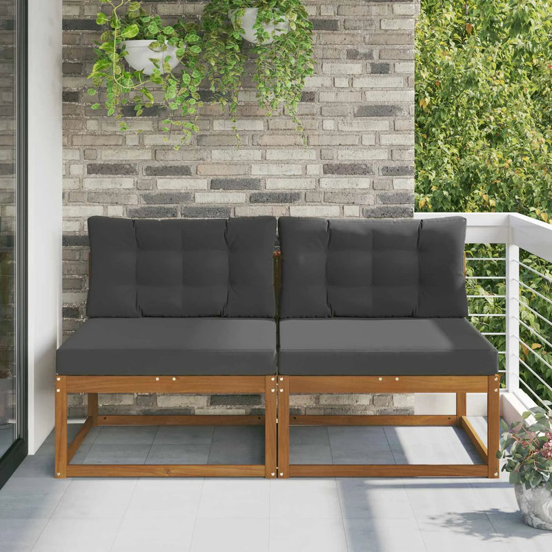 Outdoor Middle Sofa with Cushion 2 Piece Natural