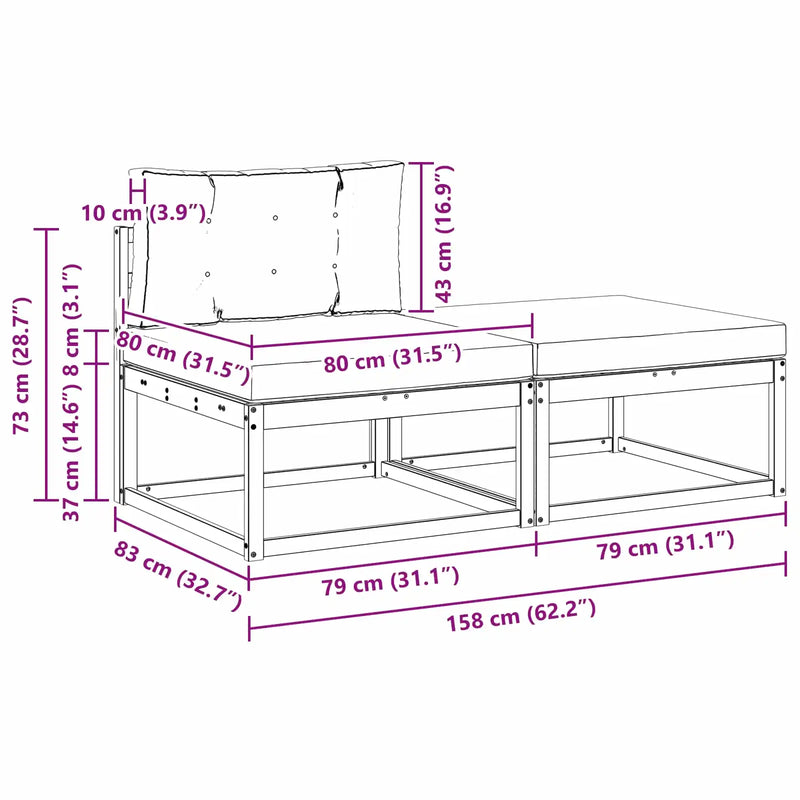 Sectional Sofa Units with Cushion 2 Piece Natural