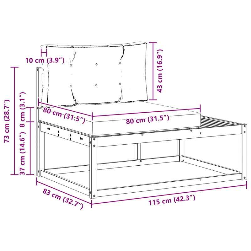 Outdoor End sofa with Cushion Natural 115 x 83 x 73 cm