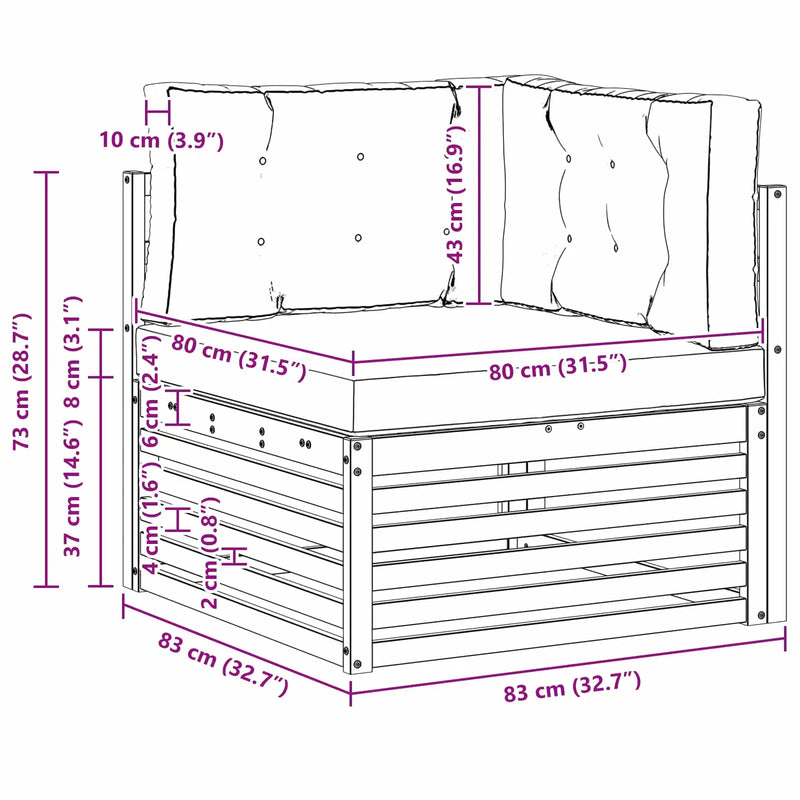 Outdoor Corner sofa Solid Acacia Wood Natural