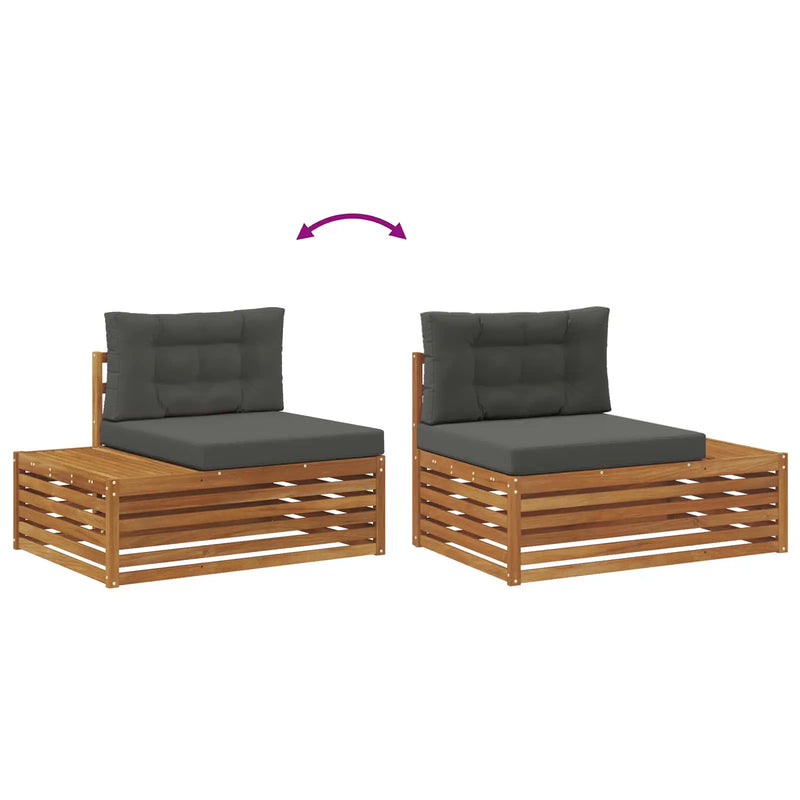 Outdoor End sofa Natural 115 x 83 x 73 cm Solid Acacia Wood