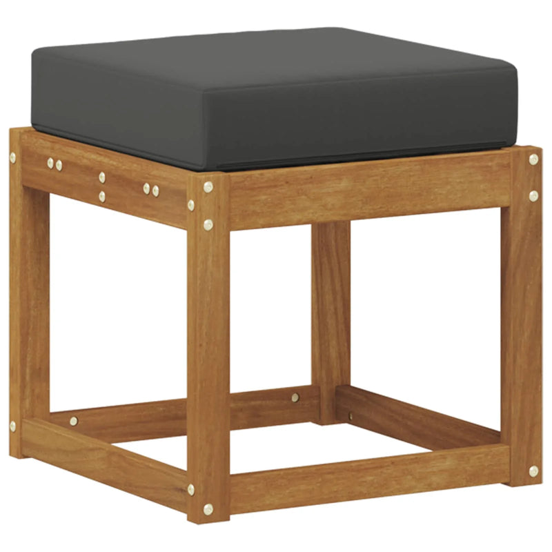 Stool Bench with Cushion Natural and Anthracite 43 x 43 x 37 cm