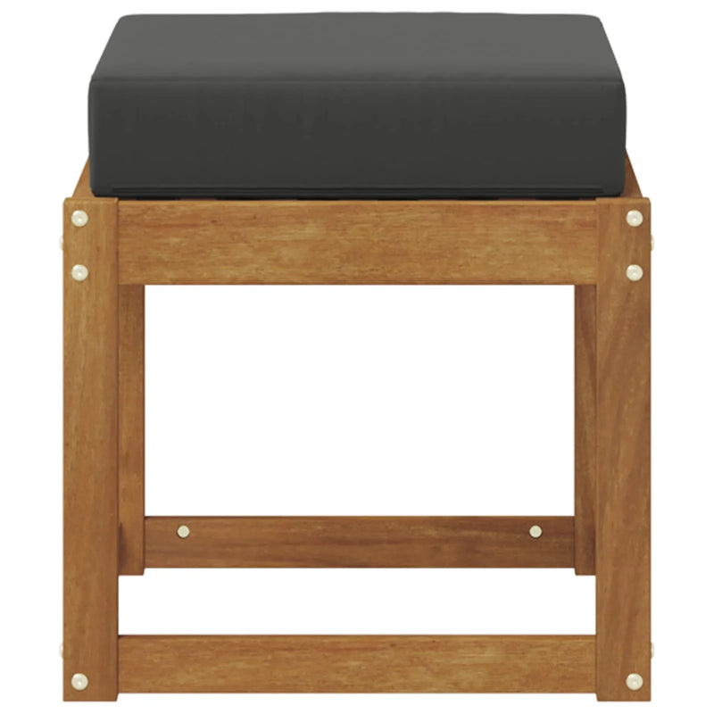 Stool Bench with Cushion Natural and Anthracite 43 x 43 x 37 cm