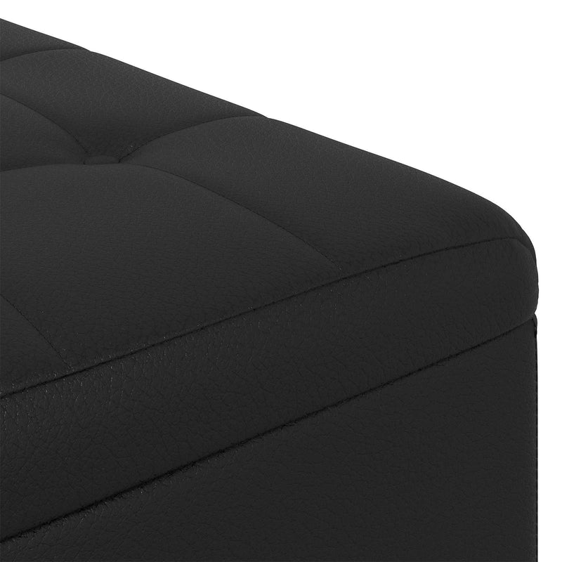 Storage Ottoman with Cushion Black 60 x 60 x 45 cm Faux leather