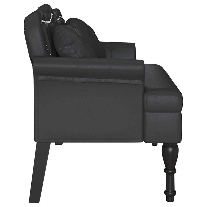 vidaXL Chesterfield Bench Black 120.5 x 65 x 75 cm Faux Leather