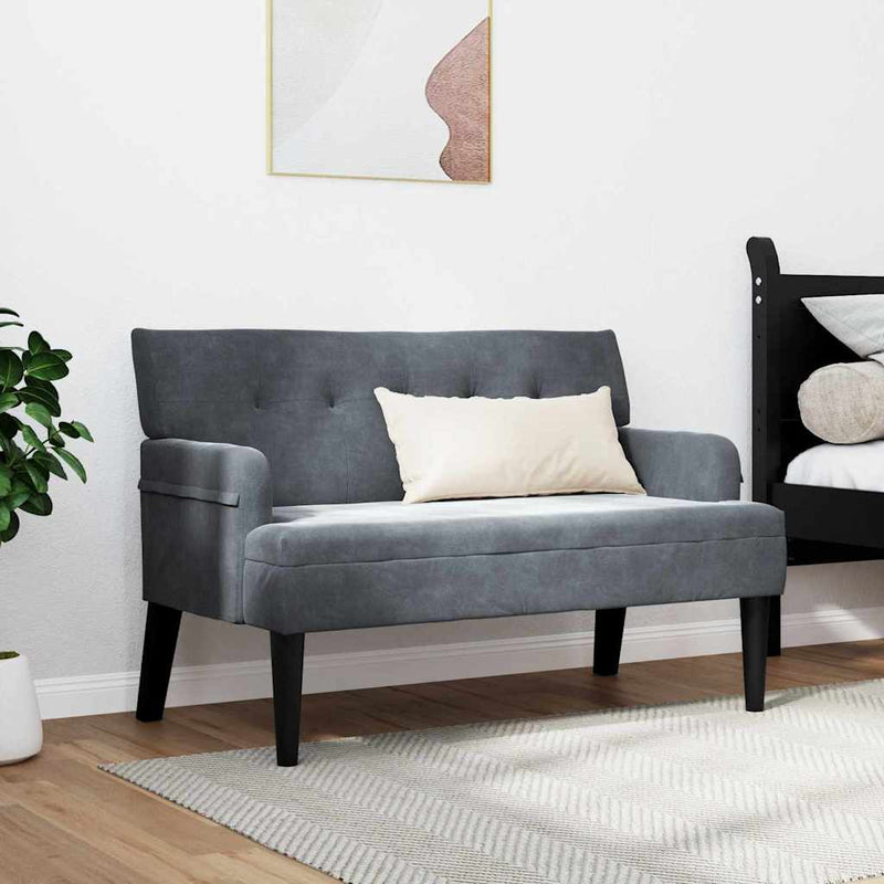 vidaXL Chesterfield Bench Dark Grey 112 x 65.5 x 75 cm Velvet