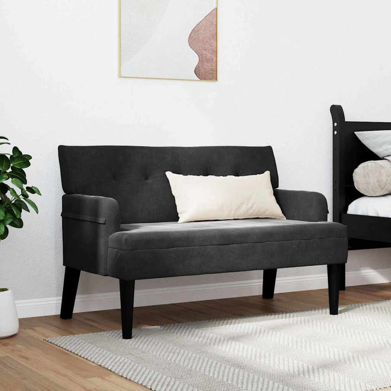 vidaXL Chesterfield Bench Black 112 x 65.5 x 75 cm Velvet