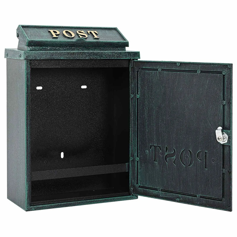 Wall Mounted Mailbox Green 29 x 13 x 41 cm Cast Aluminum