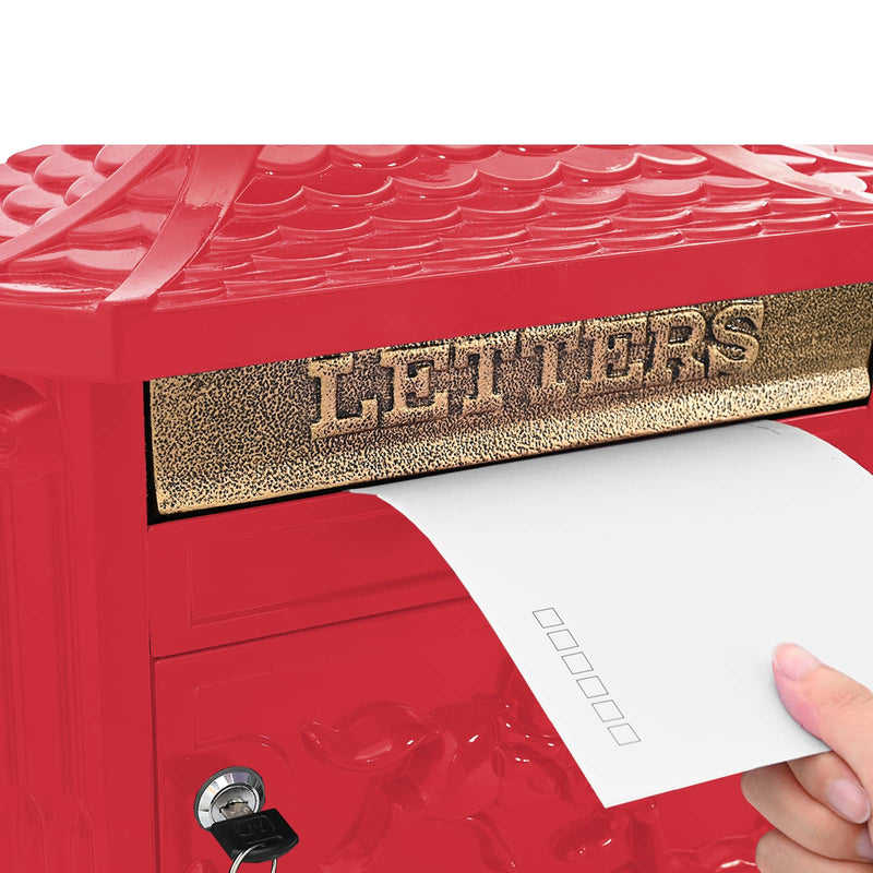 Wall Mounted Mailbox Red 40.5 x 16 x 45 cm Cast Aluminum