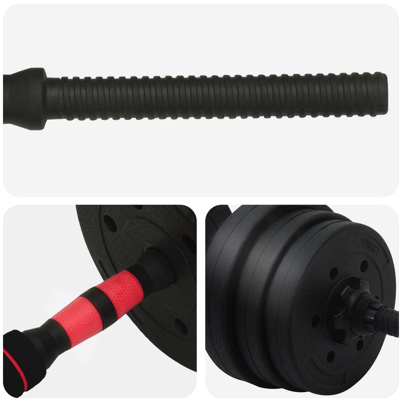vidaXL 2-in-1 Dumbbell Set Black and Red 121 x 19.5 x 19.5 cm