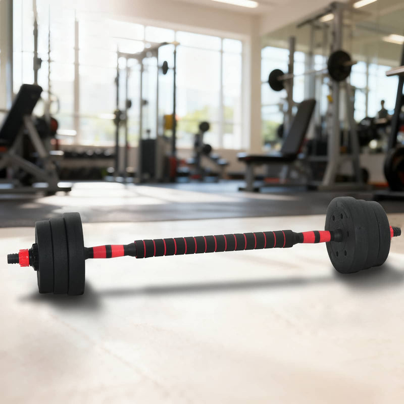 vidaXL 2-in-1 Dumbbell Set Black and Red 121 x 19.5 x 19.5 cm